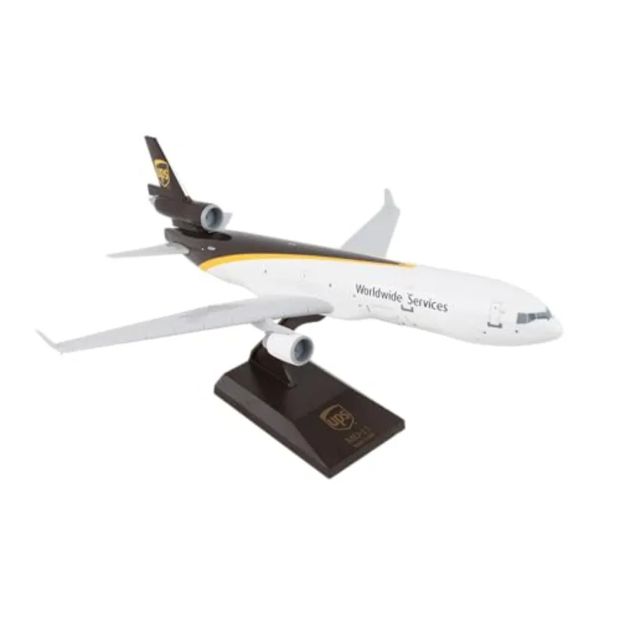 

UPS MD-11F 1:200 scale model airplane for display, solid injection molded plastic, gray and brown livery, snap-fit assembly wit