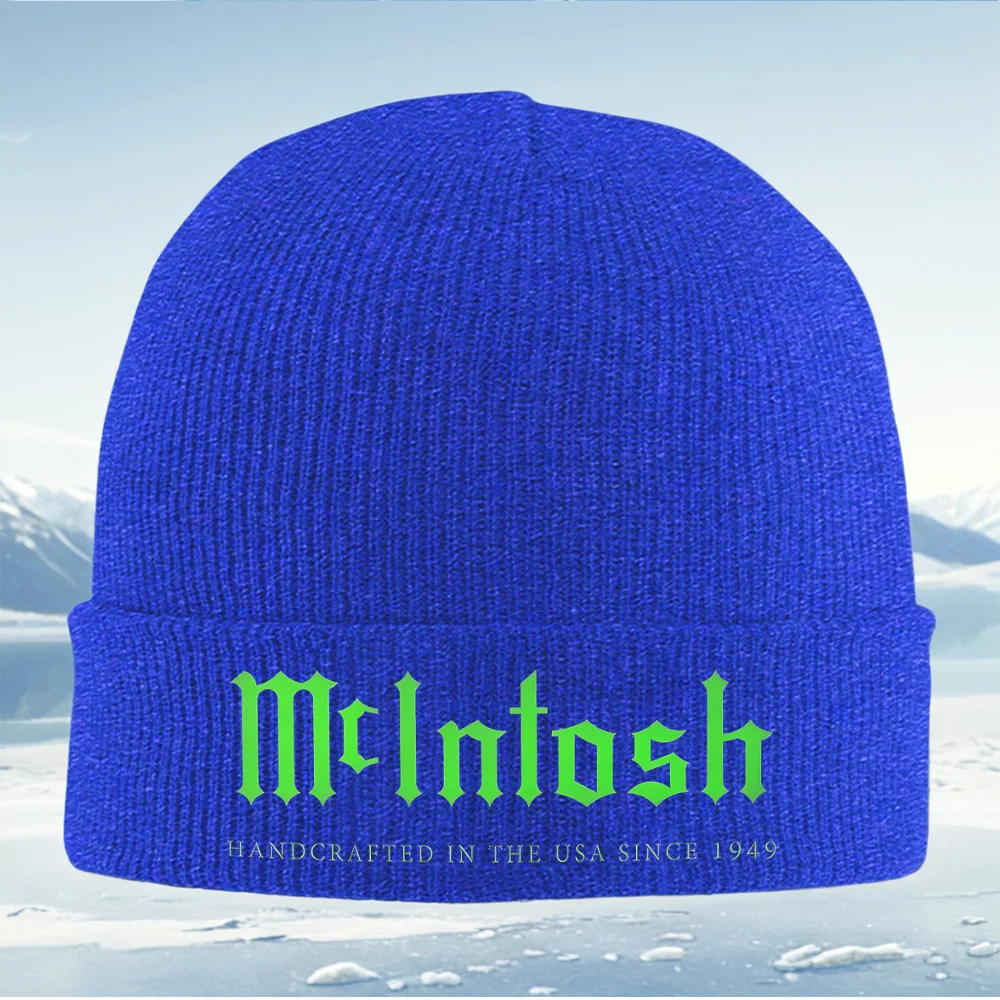 شعار McIntosh الأخضر، مصنوع في الولايات المتحدة الأمريكية منذ الرجال والنساء للجنسين قبعة محبوكة قبعة صوفية قبعة شتوية حرارية دافئة لعيد الميلاد في الهواء الطلق Cyc
