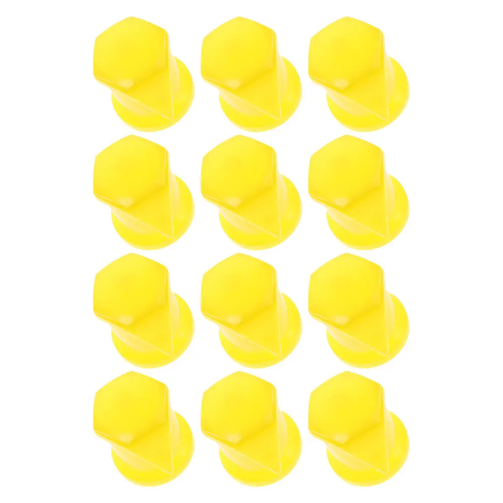 

12pcs Wheel Nut Warning Indicator Yellow Loose Detection For Trucks Trailers Suvs Universal Fit Plastic Nut Covers