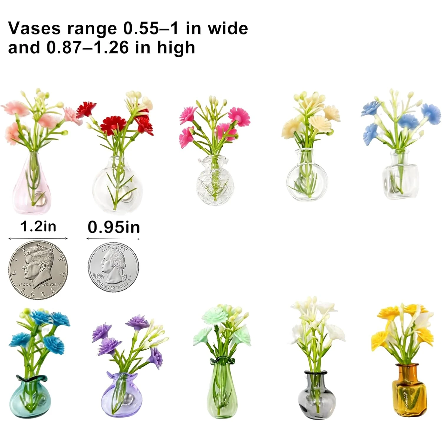 Cute Tiny Magnetic Glass Vases for Fridge, Aesthetic Refrigerator Magnets, Small Plant Pot Locker Office Kitchen Decoration