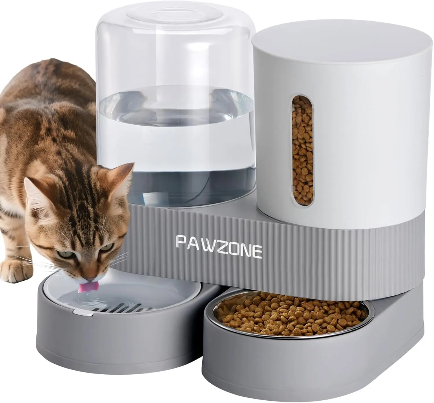 

2 Pack Automatic Cat Feeder Stainless Steel Water Dispenser Gravity Food Feeder and Waterer Set with Pet Food Bowl for Small