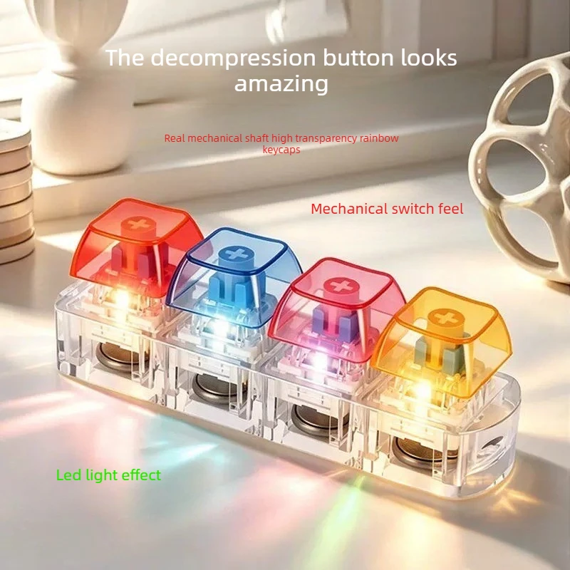 2026 New Creative Gifts for Men and Women Mechanical Keyboard Fingertip Press Decompression Key Chain Pendant Luminous Toys
