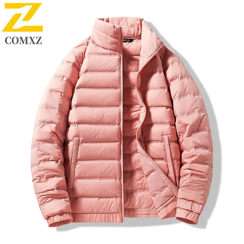 

COMXZ мужской пуховик классический воротник-стойка для поездок на работу офисная удобная парка для пешего туризма ультра легкая зимняя ветровка с защитой от холода