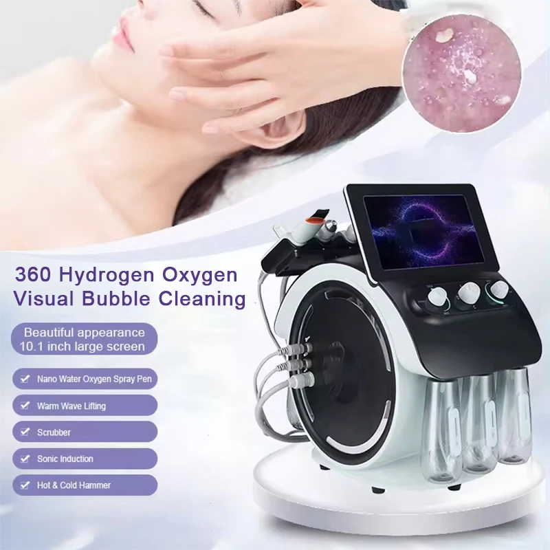 6 in 1 Diamond Hydradermabrasion 360 Visible Blackhead Acne Removal Suction Deep Clean H2O2 Rejuvenate Skin Device Hydro Facial