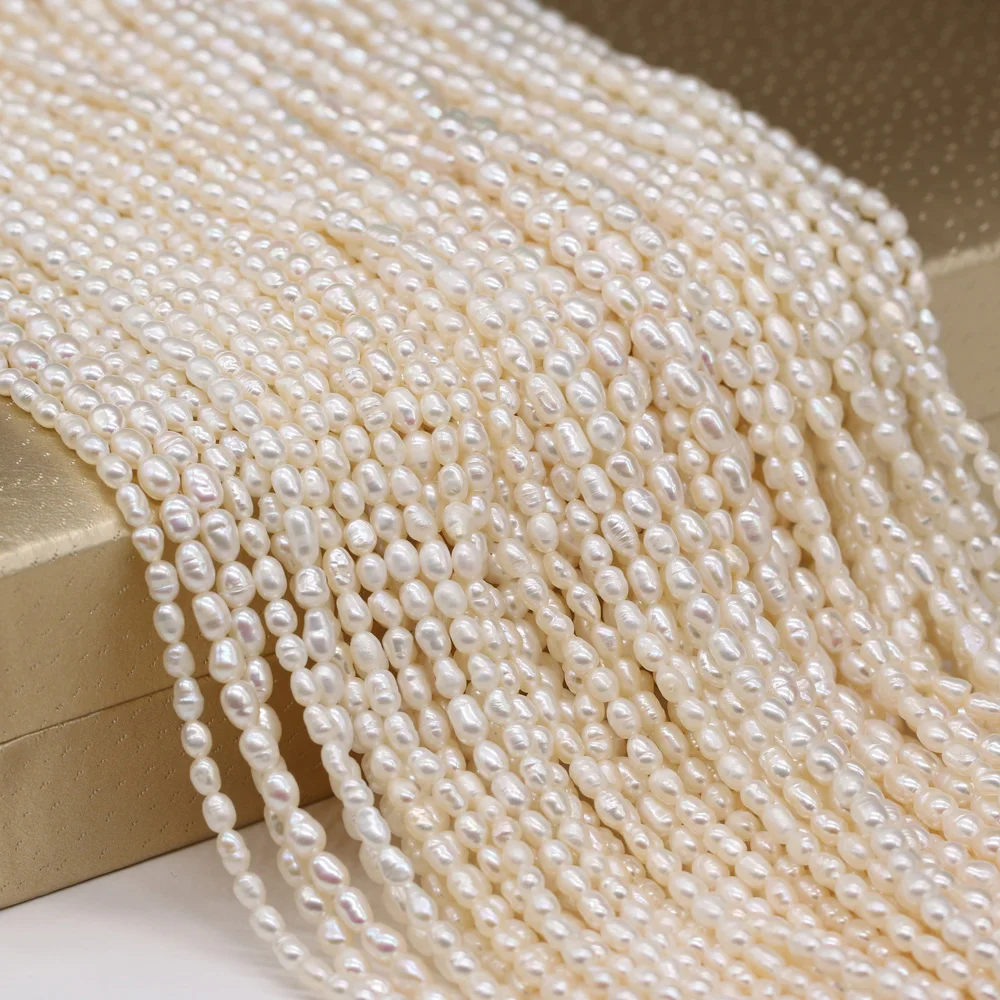 AA 4-5mm Natural Freshwater Pearl Rice Shape Loose Spacer Beads for Jewelry Making Supplies DIY Necklace Bracelet Accessories