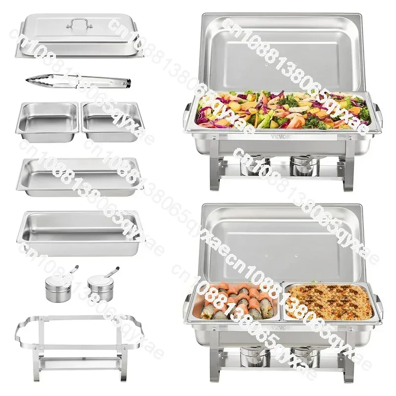 9L/8 Quart Chafing Dishes Buffet Stove Food Warmer Stainless Steel Foldable For Self-Service Restaurant Catering Parties