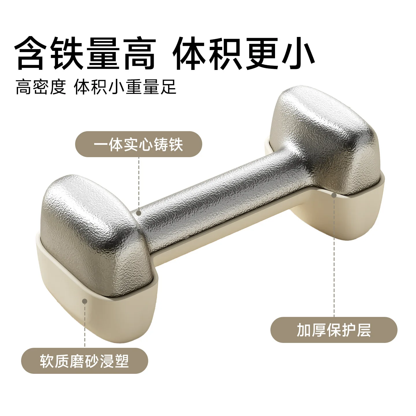 Solid Cast Iron Square Dumbbells Set, Non-Rolling Ultra-Thin Grip, Matte Finish, For Home Gym Fitness Strength Training, Adults