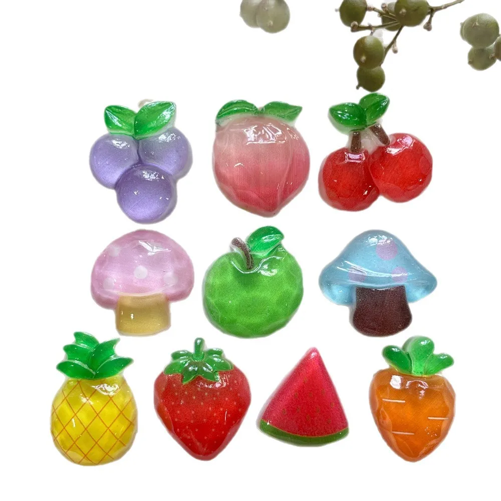 Accesorios de resina de fruta transparente, abalorios para funda de teléfono DIY, accesorios para el cabello, materiales decorativos, 5 uds.