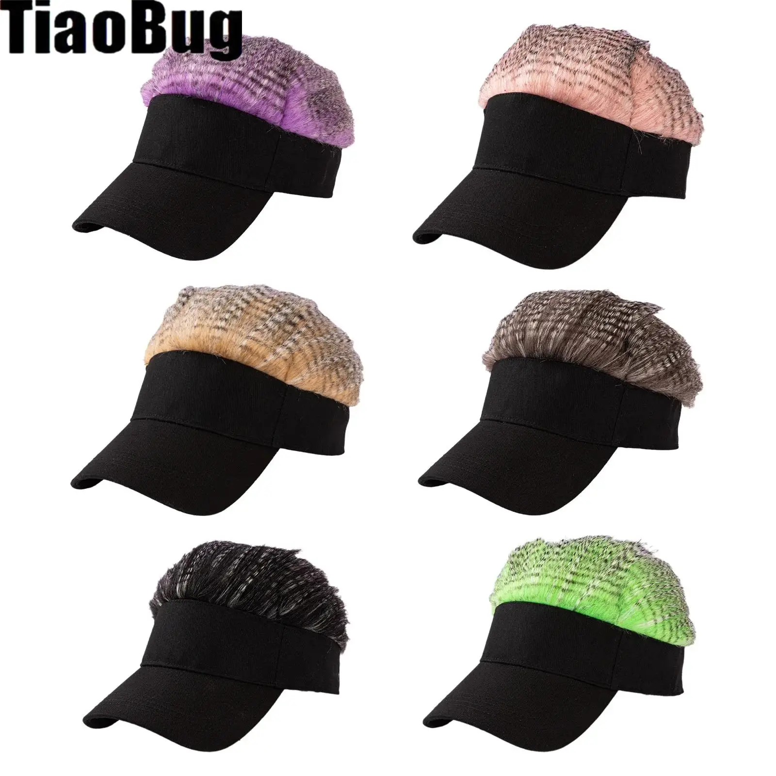 

Men Baseball Cap Wig Cap with Fake Hairs Funny Personality Hat Sun Hats Novelty Baseball Wig Caps