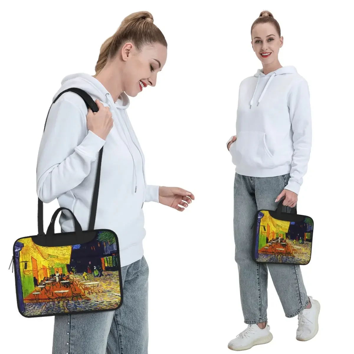 Cafe Terrace At Night - Van Gogh Crossbody Laptop Bag Case Computer Bag 13 14 15.6 Inch Notebook Pouch for Macbook Pro Lenovo