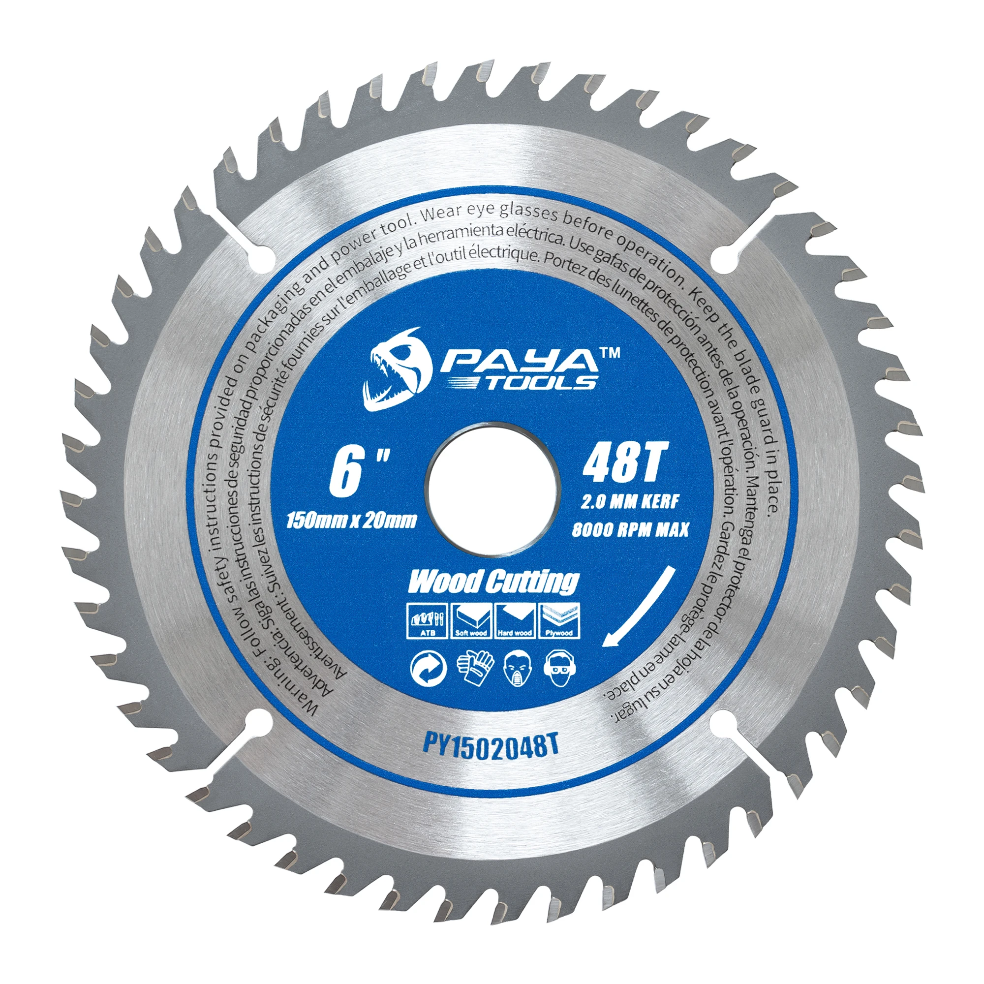 PAYA Woodworking TCT Circular Saw Blade 150mm 48 Tooth 6 Inch Cutting Disc with 20mm Arbor for Softwood Hardwood Plywood Cutting