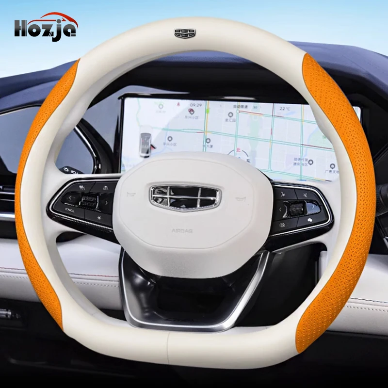 Leather Car Steering Wheel Cover for Geely Starray Atlas 2024 2023 2022 Breathable Non-slip Car-styling Auto Accessories