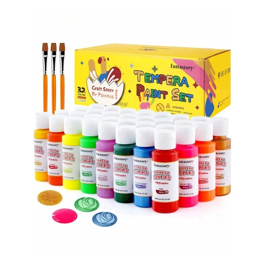 

Tempera Paint For 32 Colors 2 Oz Each Washable Tempera Paint, Poster Paint Sponge Painting, Paint Finger Paints Hand Paints Bot