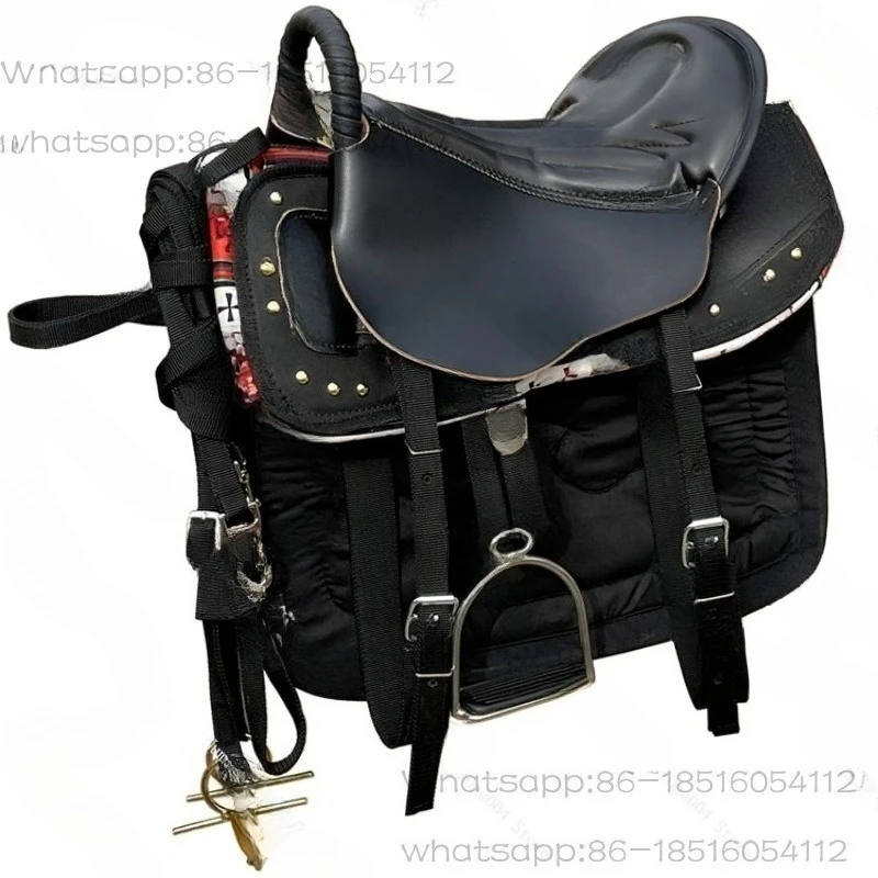 Armrest Pure Leather Saddle  Full Set of Cowhide Straps Horse Racing Endurance