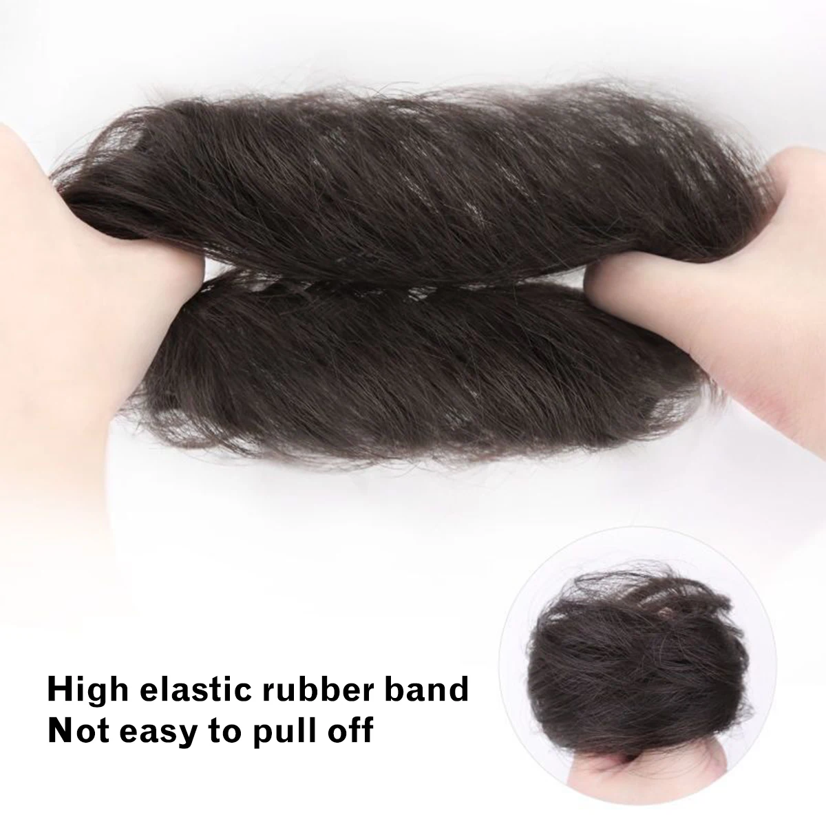 Cabelo reto sintético bola cabeça peruca bun mulher rabo de cavalo anel de cabelo alta elástica faixa de borracha usar peruca chignon