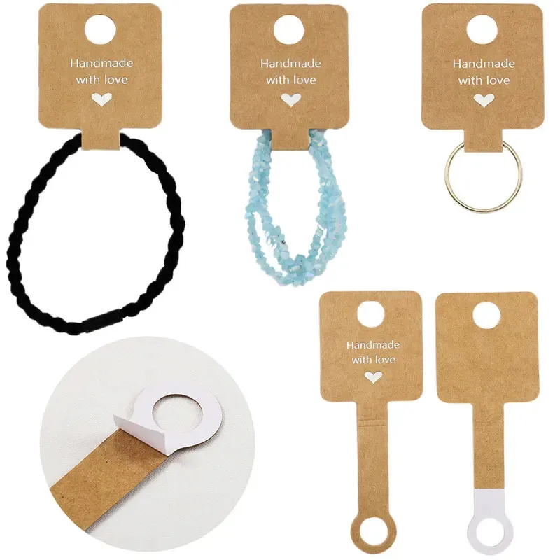 

50pcs DIY Jewelry Display Tags - Adhesive Kraft Paper Folding Cards, Ideal for Necklaces, Bracelets & Retail Labels
