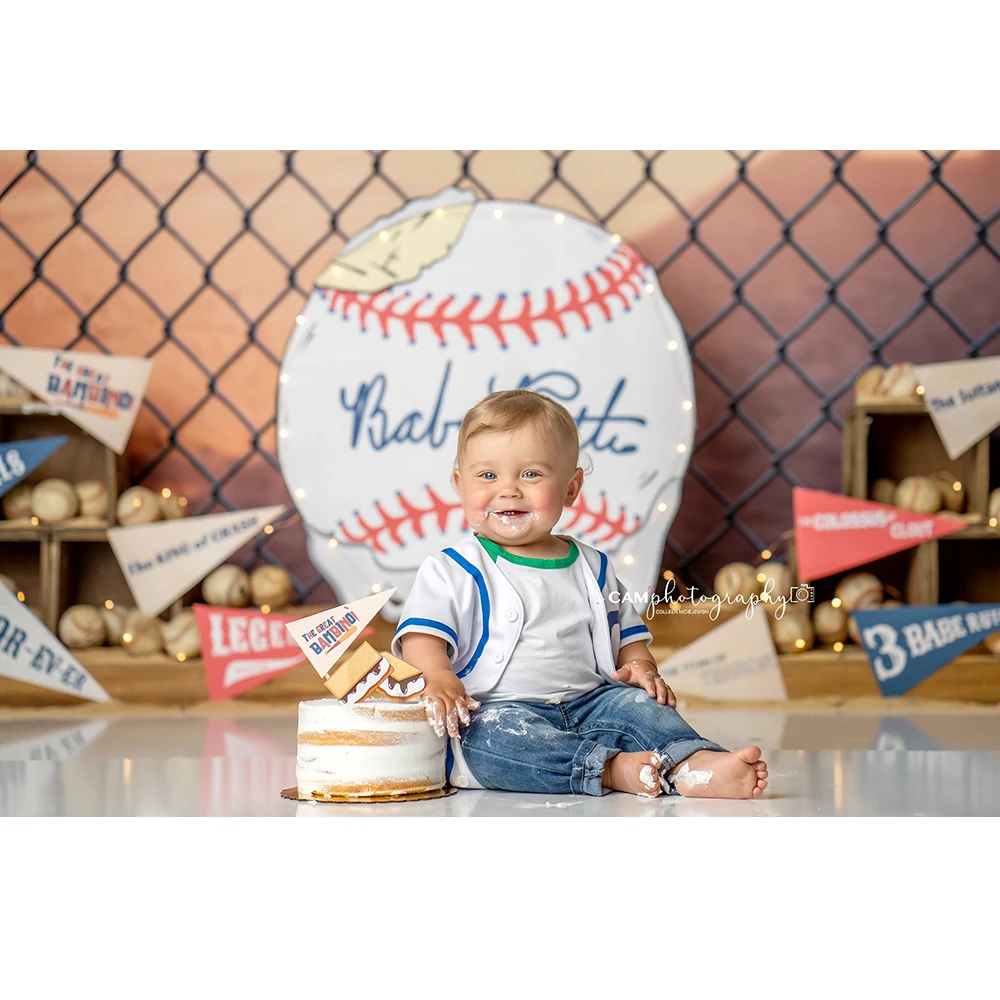 Summer Sandlot Photo Background per Baseball Sport Photography fondale Cloth Boy 1st Birthday Cake Smash Photo Studio puntelli