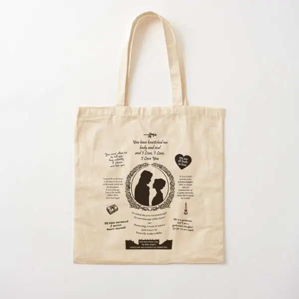 Pride And forcement Elizabeth e Darcy Canvas Bag Tote borsa a tracolla riutilizzabile Unisex borsa Casual da viaggio Designer stampato