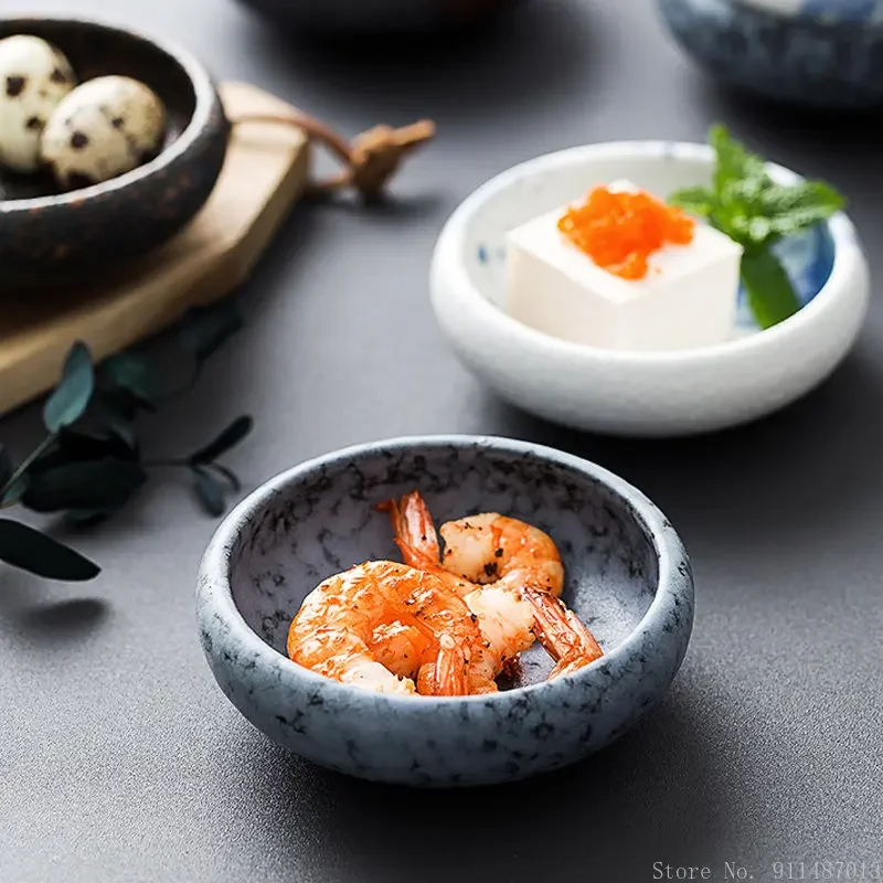 Japanese Creative Ceramic Featured Tableware Home Restaurant Kitchen Supplies Seasoning Sauce Vinegar Cold Dish Small Plate 4pcs