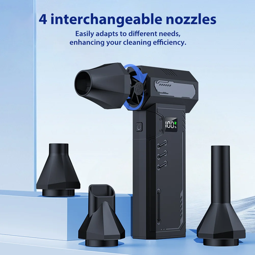 Display Handheld Mini Fan 130000RPM Powerful air Blower Compressed air Duster with 4 Speeds Rechargeable Super Dry Blower