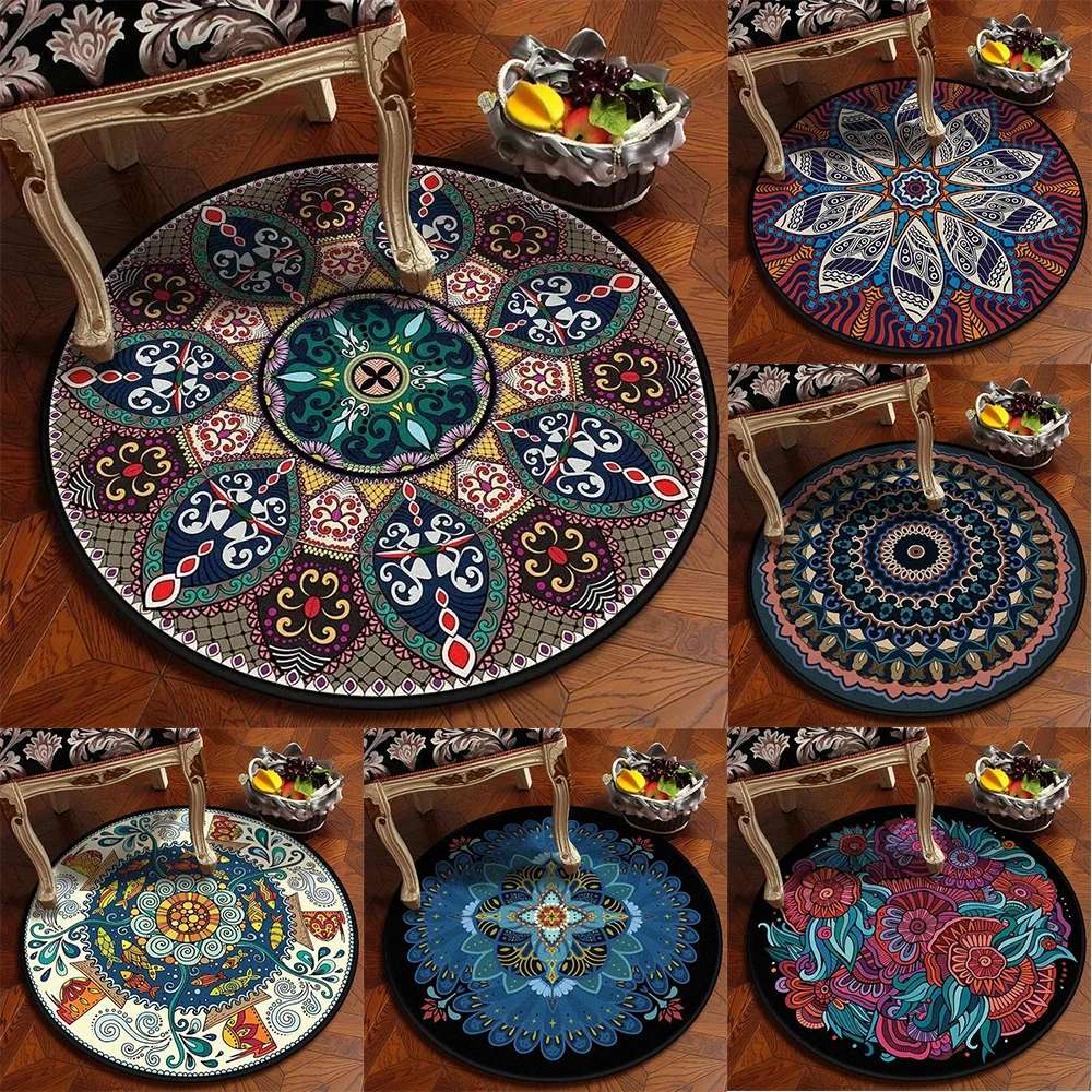 Home decoration bedroom non-slip floor mat living room entrance door mat mandala pattern bathroom absorbent floor mat