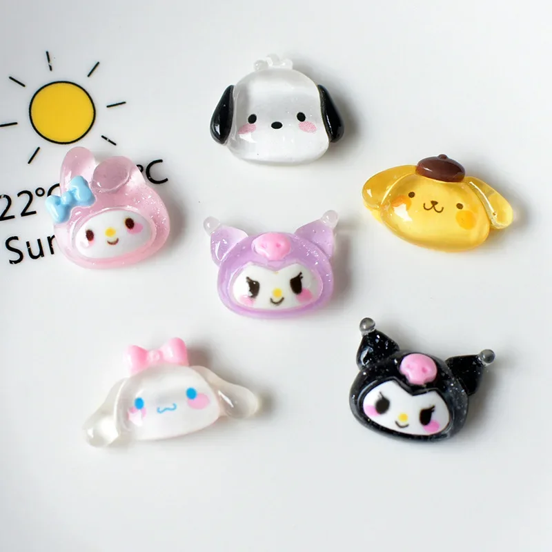 5pcs Miniso Sanrio Hello Kitty Melody Cartoon Resin Flatback Crafts Materials 20mm