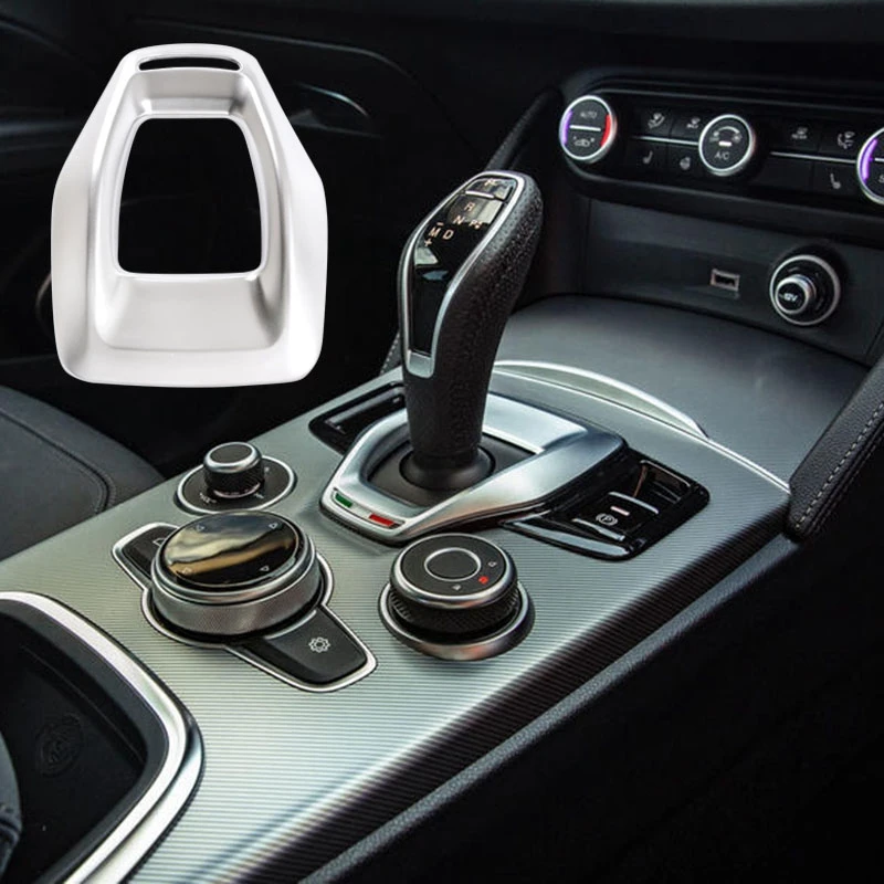 Silver Gear Shift Panel Cover Replace for Alfa Romeo Giulia Stelvio 2020 Models