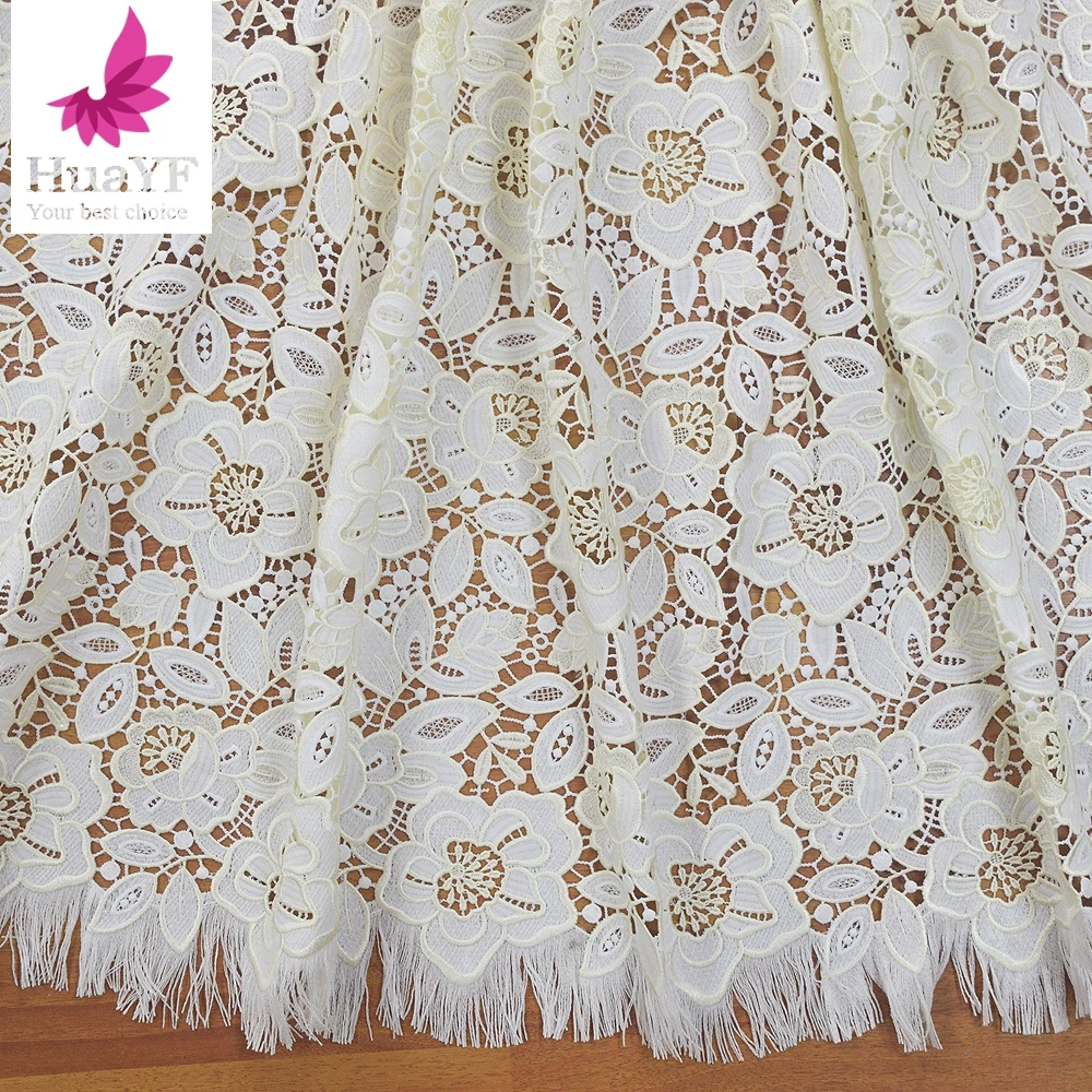 1 Yard French Romantic Water Soluble Nigerian Off White Guipure Cord Lace  Wedding Dress DIY  Skirt Curtain Tablecloth HY1254-1