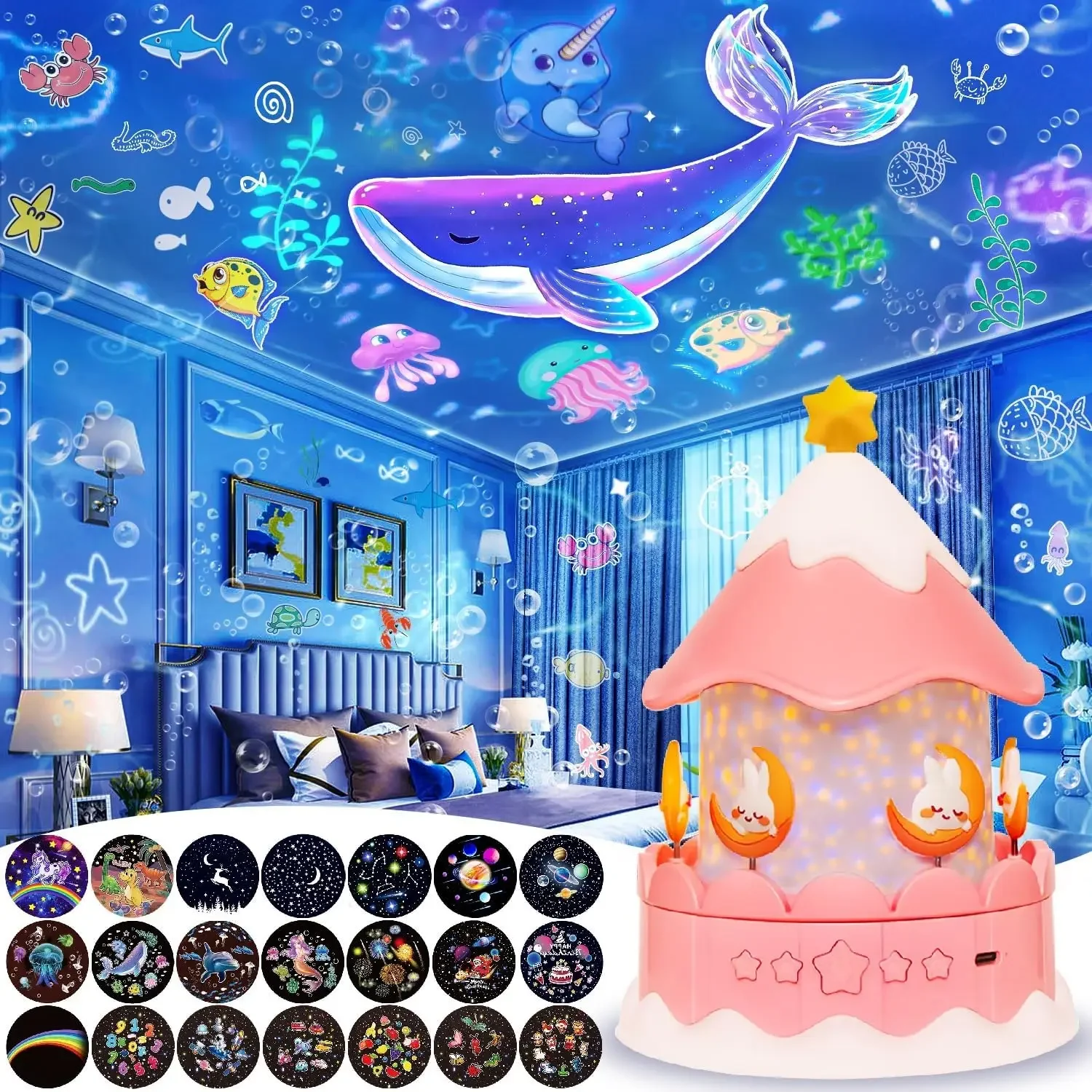 

Star Galaxy Projector 21 in 1 Starry Sky Projector with 360° Rotating Timer Atmosphere Lamp for Kids Birthday Xmas Gifts Decor