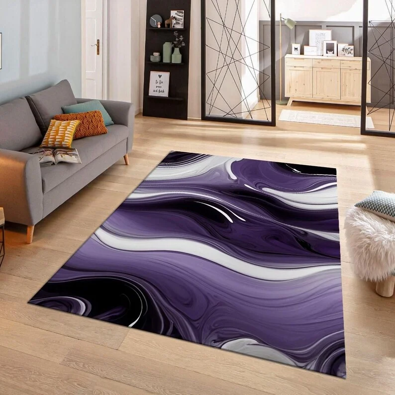 Purple Water Ripple Carpet Simple Artistic Sense Living Room Full of Creative Floor Mats Home Decoration Door Rug