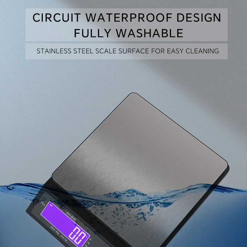 5kg/0.1g 10kg/1g Digital Electronic Kitchen Scale LCD Display Fully Waterproof Stainless Steel Measuring Weighing Baking Tool image 4