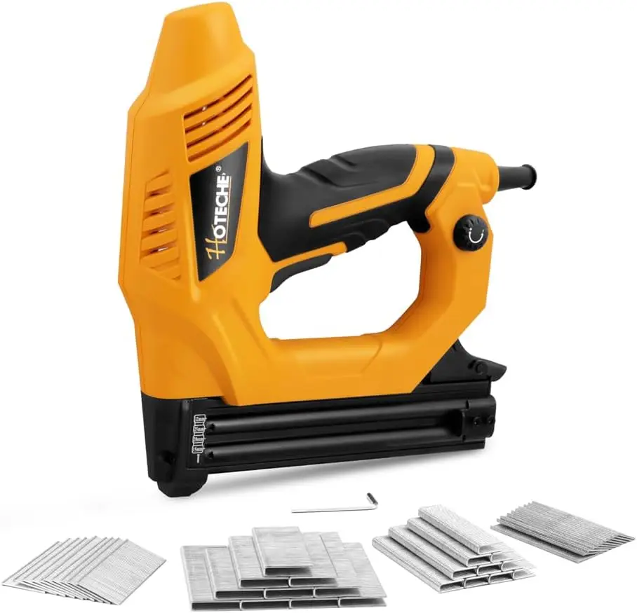 

18GA 2-in-1 Electric Brad Nailer/Stapler 19/32-Inch to 1-1/4 Inch Staple Gun Power Adjustable Nail Gun with 2000Pcs Brad Nails&