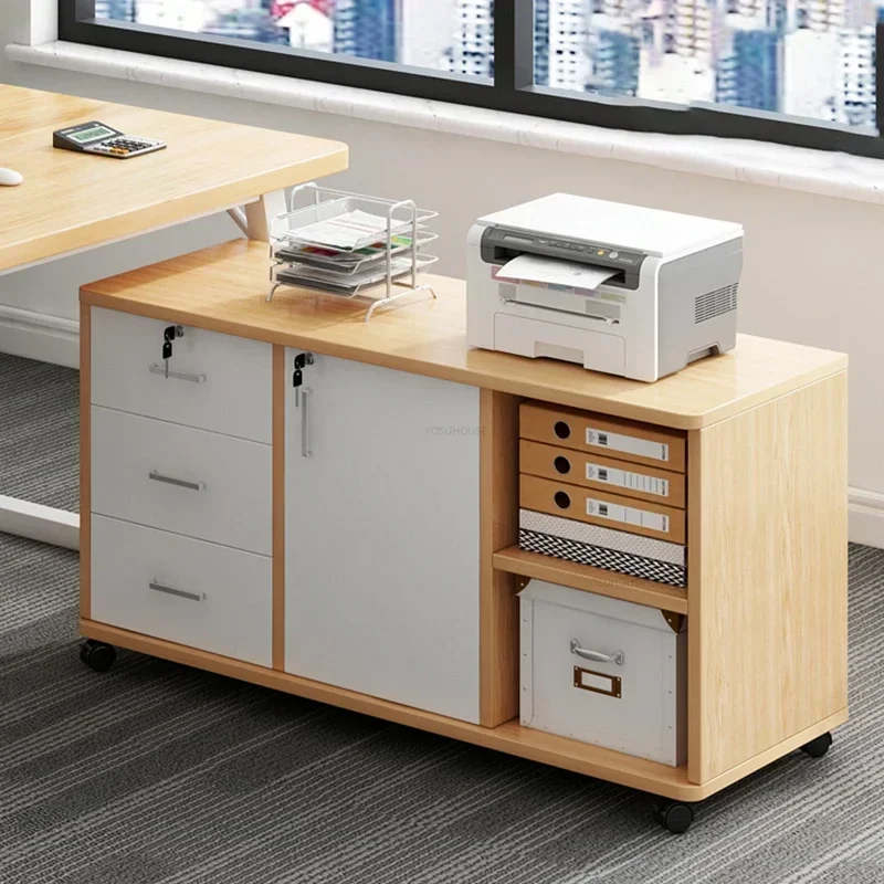 Office Files Cabinets Under The Table Storage Cabinet Mobile Side Cabinet Wooden Low Drawer Cabinet with Lock Printer Cabinets