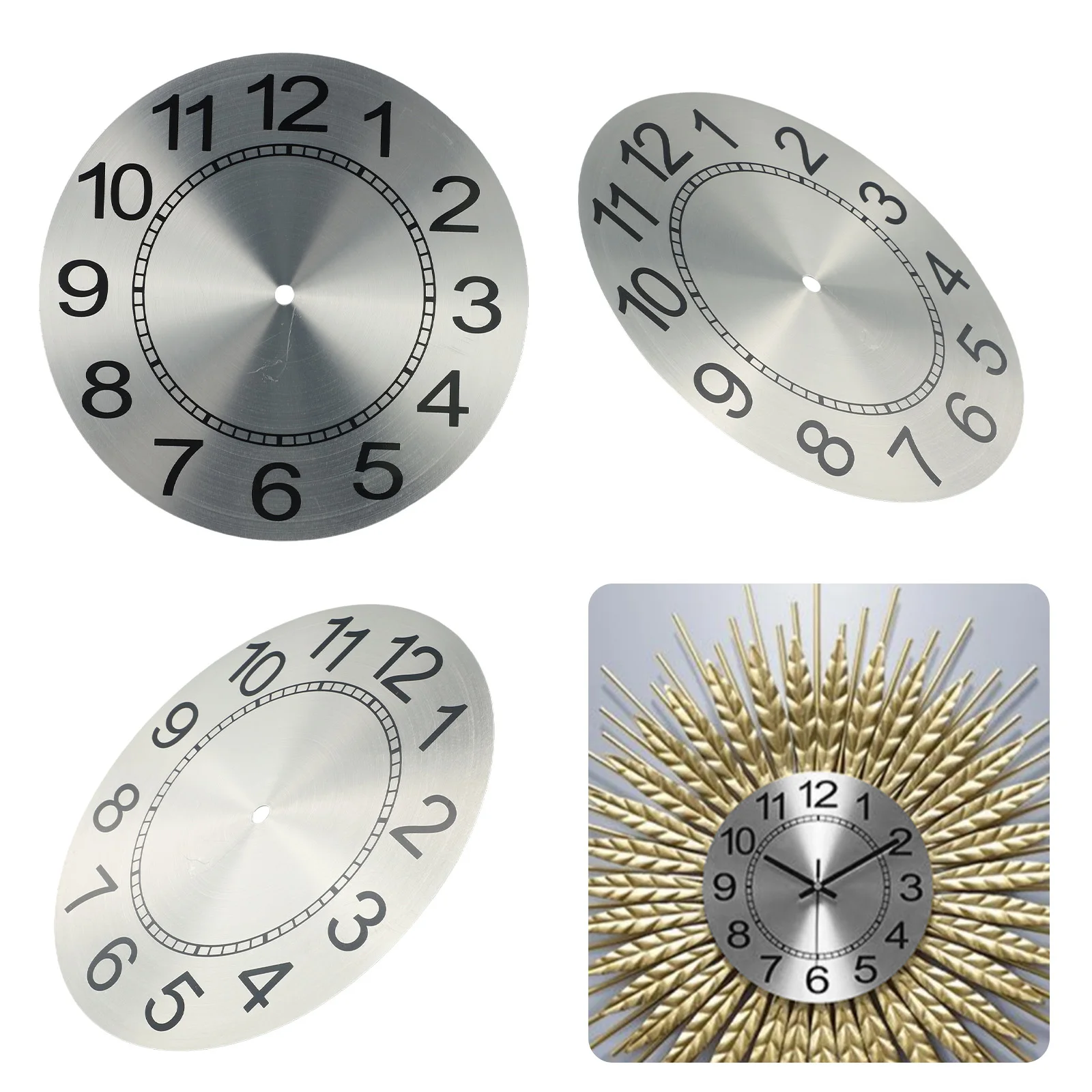 Replacement Clock Dial 9.5 Inch Clock Face DIY Quartz Wall Clock Advanced Appearance Aluminum Plate Clear Numerals