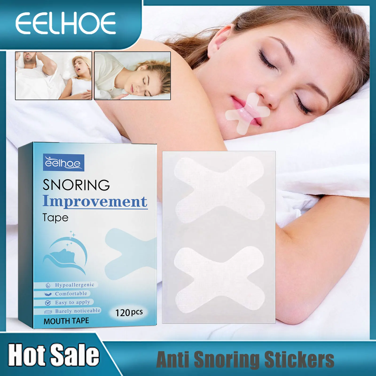 Anti Snoring Tape Stop Snore Relief Nasal Congestion Improve Nighttime Sleep Easier Breathing Apnea Guard Breath Nasal Sticker