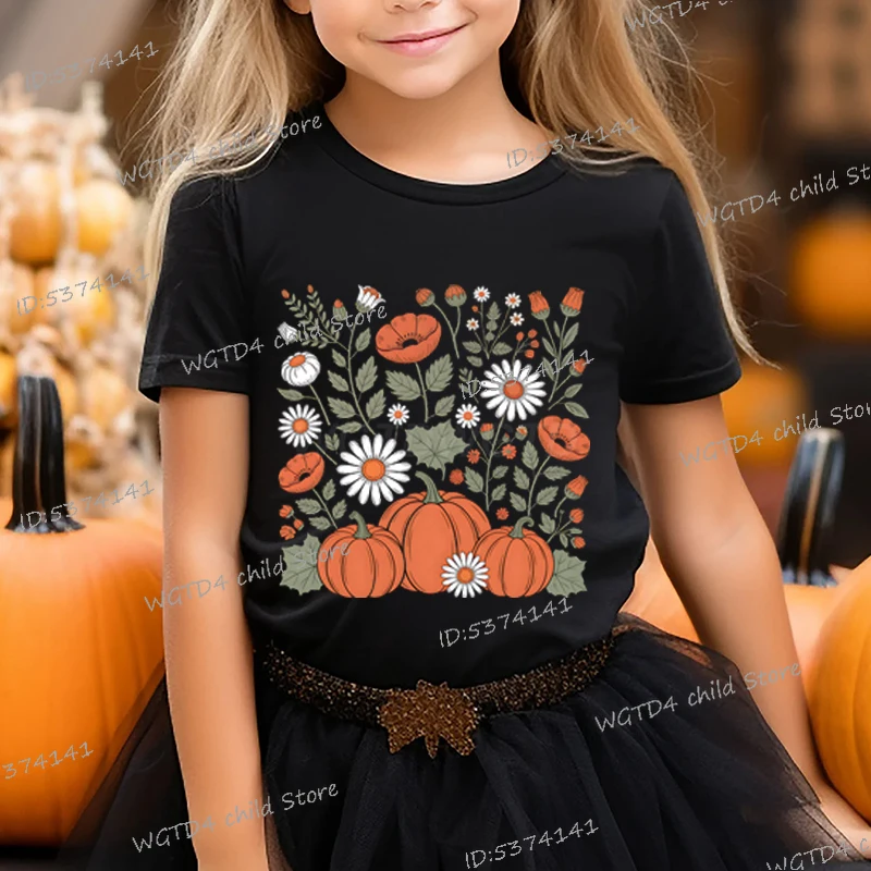 

Винтажные футболки с тыквой на Хэллоуин для детей, хлопковая футболка с короткими рукавами и жуткими вибрами, детская футболка с рисунком в стиле ретро на Хэллоуин
