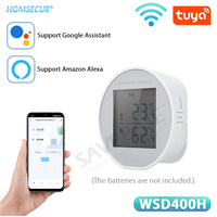 Tuya WiFi Temperature Humidity Sensor LCD Digital Display Thermometer Sensor 55dB Sound Alarm Support Type-C Or Battery Powered