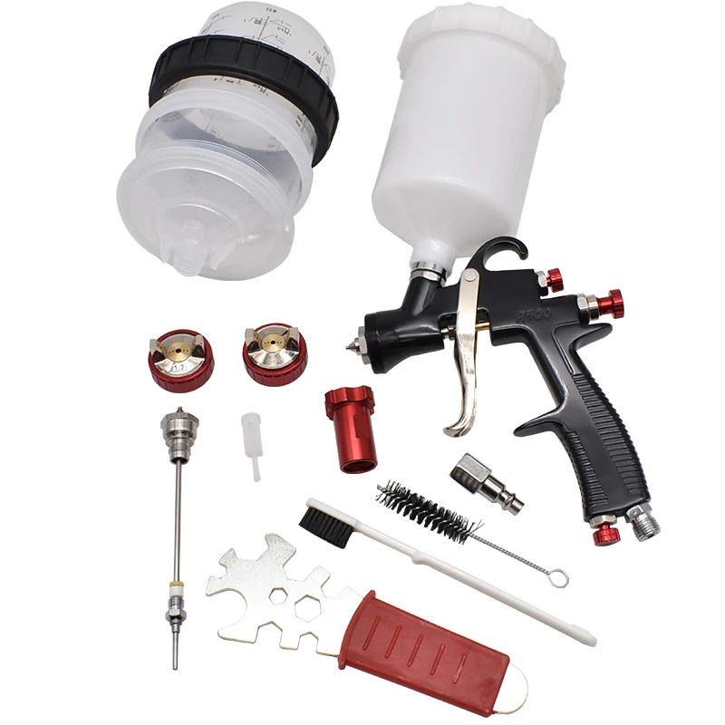 

1.3/1.7mm Spray Gun R500 LVLP Car Painting Gun 600cc Paint Spray Gun with Adapter and Mix Tank Water Based Air Spray Gun