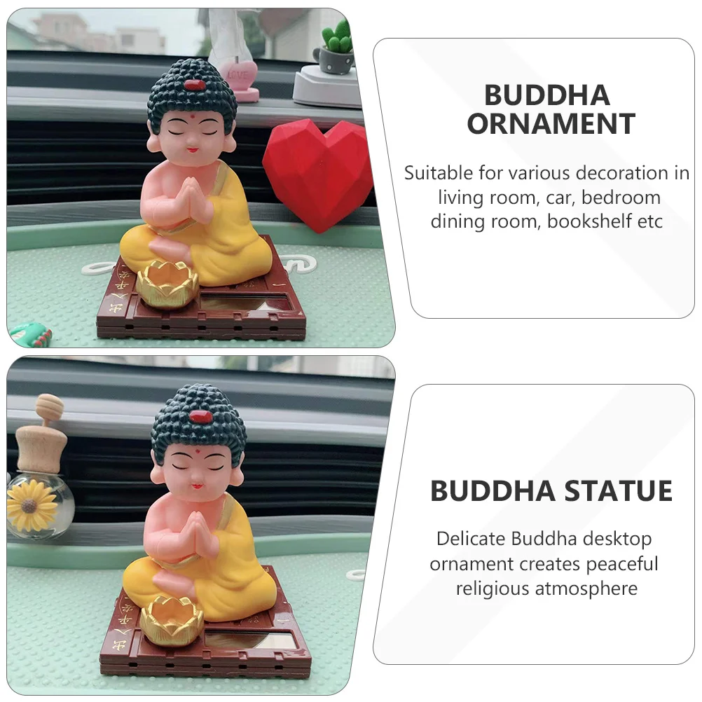 

Chic Solar Buddha Statue Car Dashboard Decoration with Retro Design for Home Office Desk Interior Stylish Gift Idea