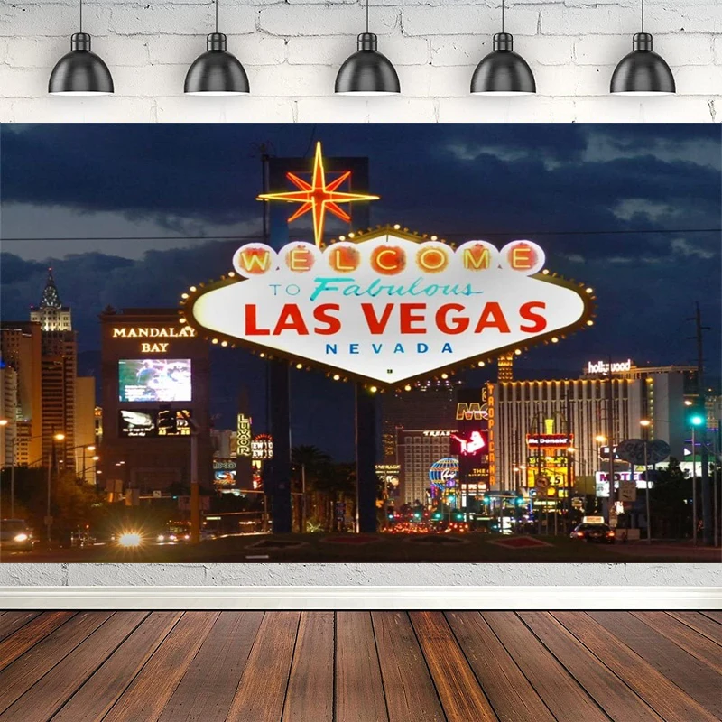 Las Vegas Back Drop City Night View Photography Backdrop American Famous Casino Photo Background Banner Poster Studio Props