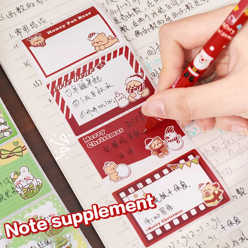 128Sheets Cute Christmas Self Adhesive Memorandum Sticky Notes Bookmark Pull Type Sticker Paper Student Office School Supply