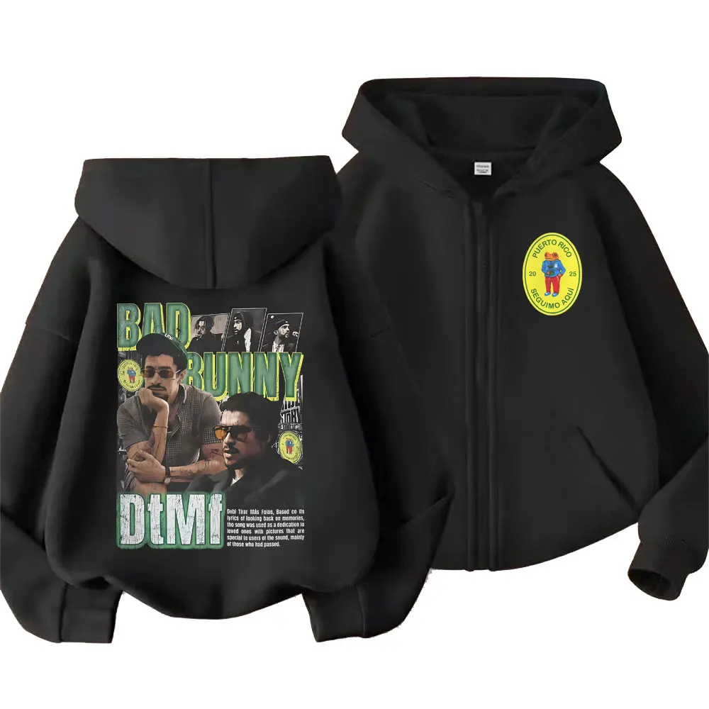 

Rapper Bad Bunny Debi Tirar Mas Fotos DTMF Zipper Hoodie Men Women Hip Hop Fashion Pop Music Zip Up Jacket Oversized Sweatshirt