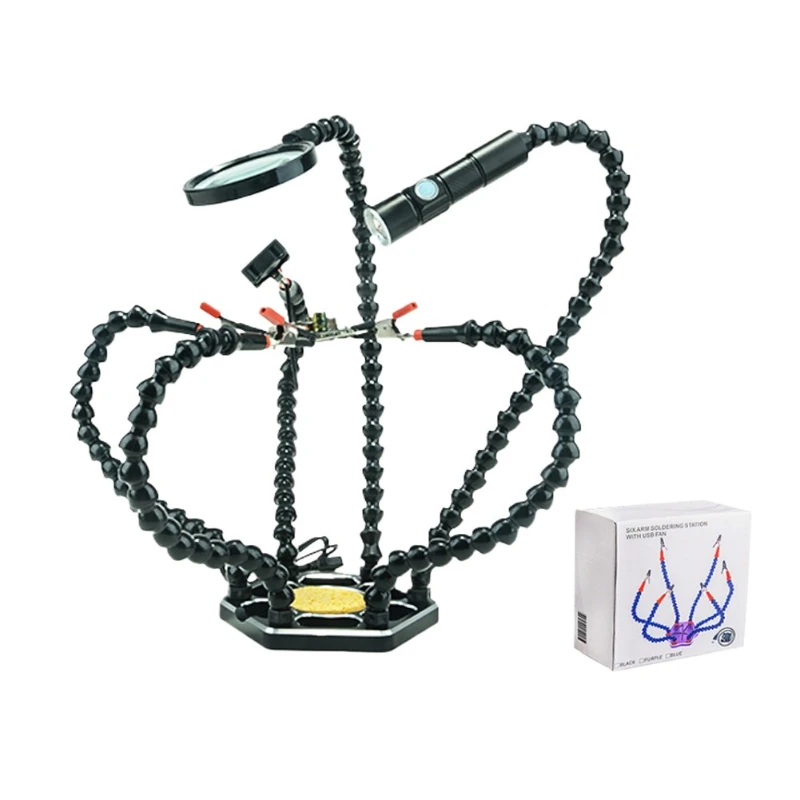 

Six Claw Multifunctional Aluminum Alloy Welding Table, PCB Board Welding Workbench, Universal Arm Flexible Welding Table