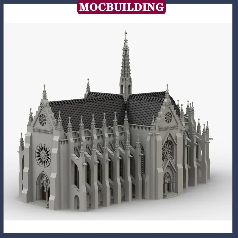 MOC Set mainan Katedral kota Saint Remigius, Set blok bangunan Model, koleksi mainan Kastil Pemandangan Jalan