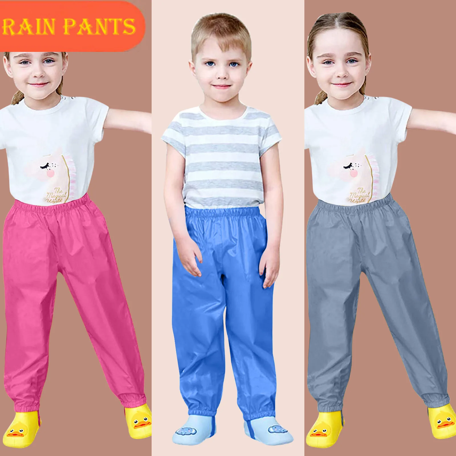 

New Kids Raincoat Rain Pants Waterproof Cartoon Children’s Kids Rain Dungarees Mud Trousers Waterproof Breathable for Girls Boys