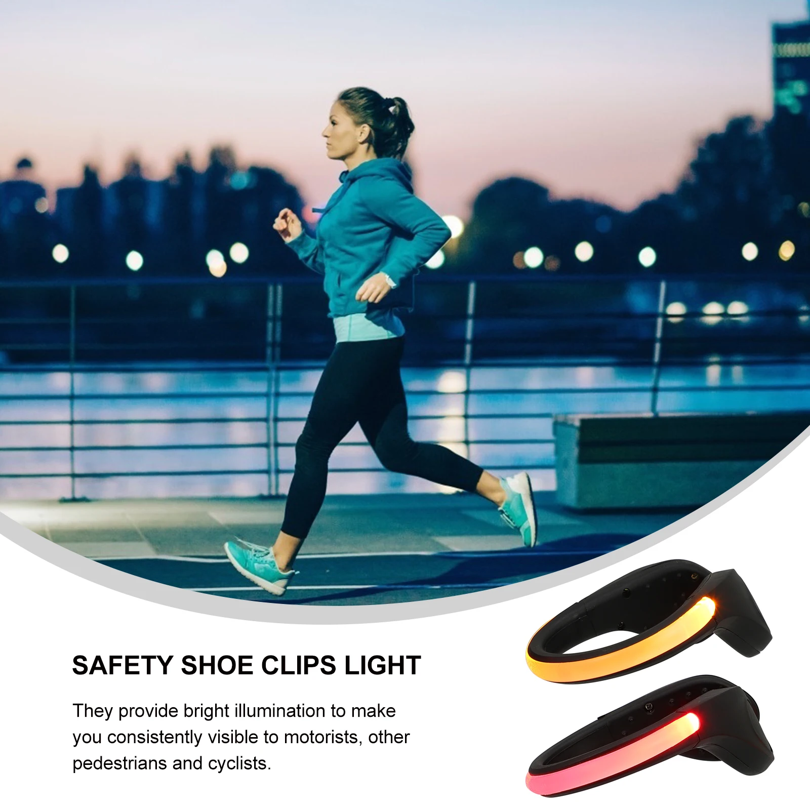 

2 Pcs Luminous Shoe Clip Lights for Runners Clips Riding Walking at Night Led Glowingmes