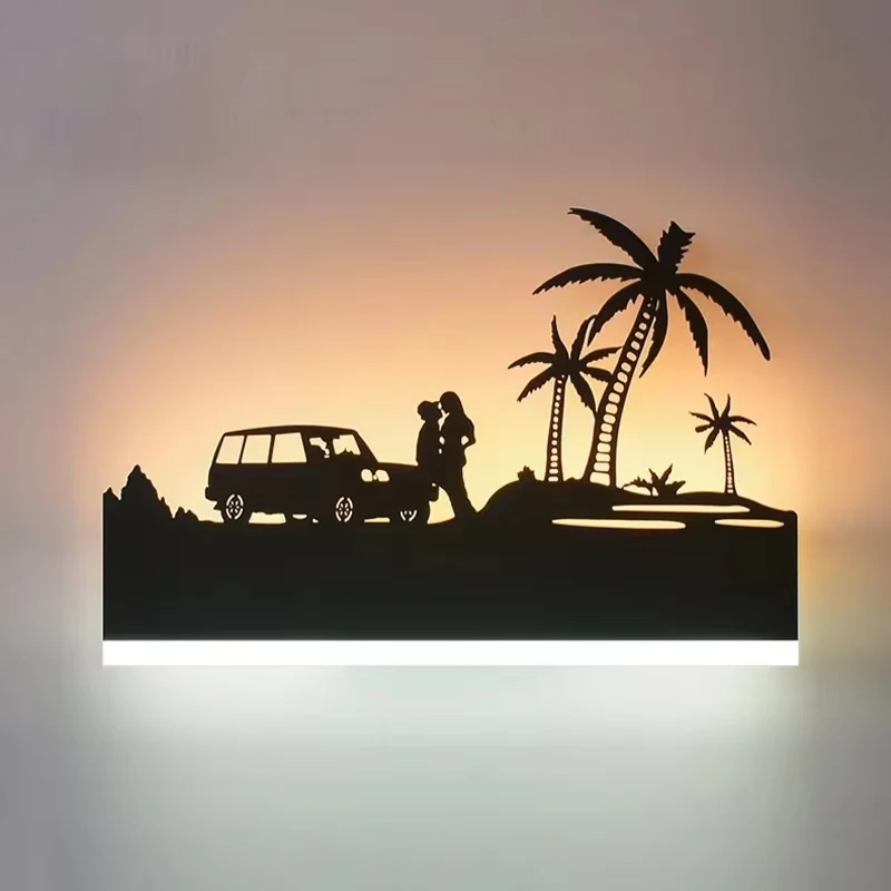 

Wrought Iron Art Creative LED Wall Light Indoor Decoration Home Wall Lamp Bedroom Bedside Lighting Fixtures Black Aisle Sconces