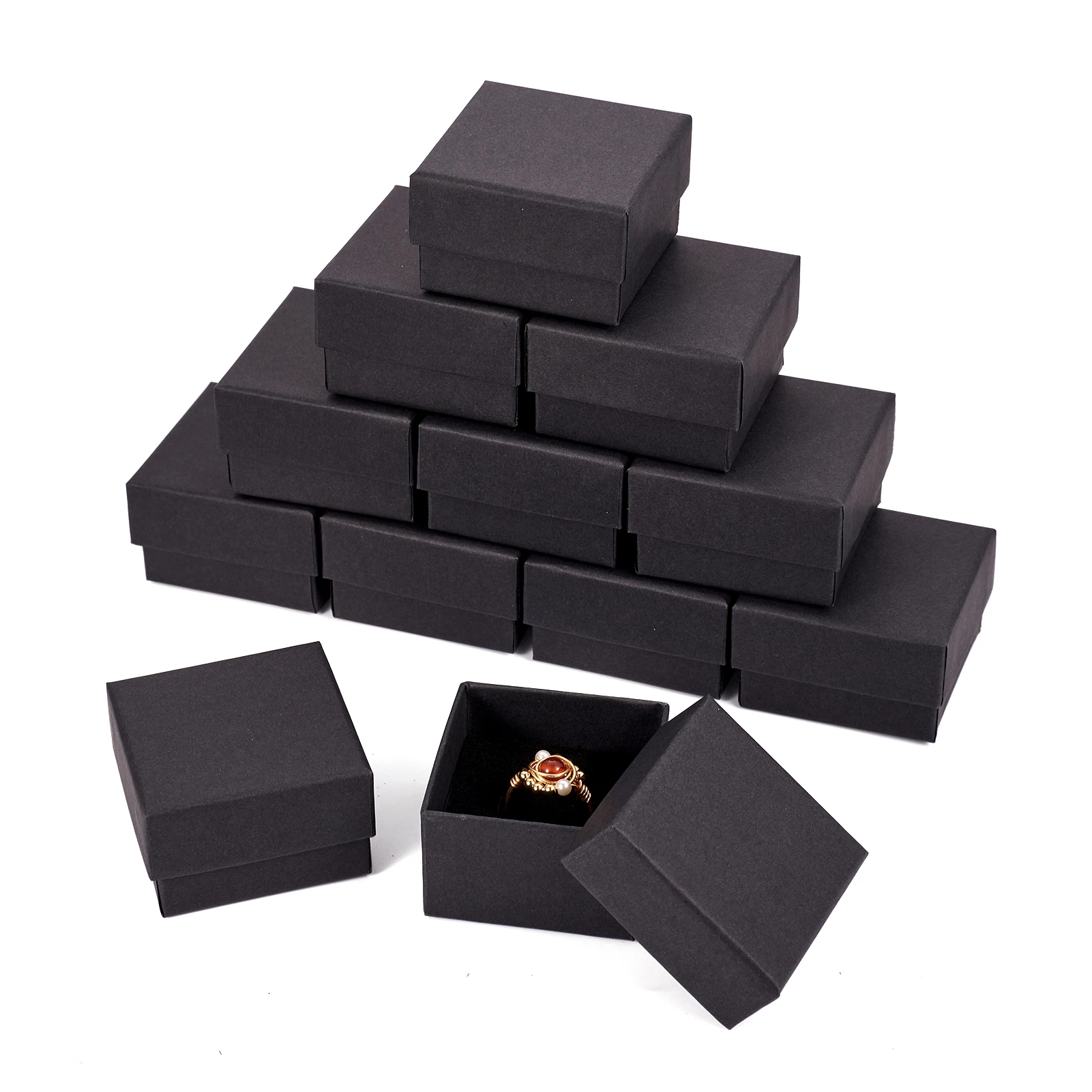 

Pandahall 12~24 Pcs/Lot Black Square/Rectangle Cardboard Jewelry Set Boxes Ring Gift Boxes for Necklace Jewellery Packaging