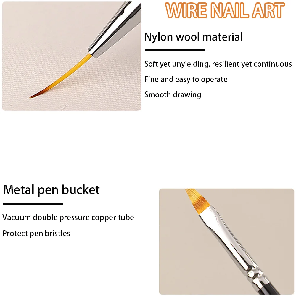 1/15PCS Unghie Art Brushes Set di strumenti per nail art Strumenti per punteggiare le unghie Penna da disegno Spazzole per strisce per linee lunghe Strumenti per manicure fai da te