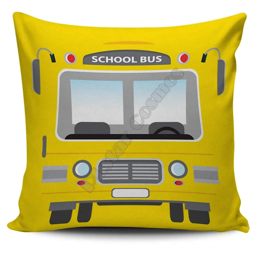 

School Bus Sketch Pillow Cover 3D All Over Printed Pillowcases Throw Pillow Cover Home Decoration 6 Style